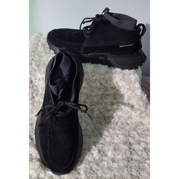 SNKR Project Black Suede Sock Boot Size 10 EU 43 Sneaker Athleisure Comfort - Picture 1 of 8